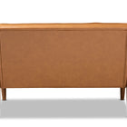 Baxton Studio Sorrento Mid-Century Modern Tan Faux Leather Upholstered and Walnut Brown Finished Wood Loveseat