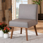 Baxton Studio Odessa Mid-Century Modern Grey Fabric Upholstered and Walnut Brown Finished Wood Dining Chair