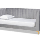 Baxton Studio Oksana Modern Contemporary Glam and Luxe Light Grey Velvet Fabric Upholstered and Gold Finished Twin Size Daybed