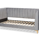 Baxton Studio Oksana Modern Contemporary Glam and Luxe Light Grey Velvet Fabric Upholstered and Gold Finished Twin Size Daybed