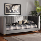 Baxton Studio Oksana Modern Contemporary Glam and Luxe Light Grey Velvet Fabric Upholstered and Gold Finished Twin Size Daybed