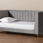 Baxton Studio Oksana Modern Contemporary Glam and Luxe Light Grey Velvet Fabric Upholstered and Gold Finished Twin Size Daybed