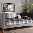 Baxton Studio Oksana Modern Contemporary Glam and Luxe Light Grey Velvet Fabric Upholstered and Gold Finished Full Size Daybed