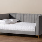 Baxton Studio Oksana Modern Contemporary Glam and Luxe Light Grey Velvet Fabric Upholstered and Gold Finished Full Size Daybed