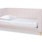 Baxton Studio Oksana Modern Contemporary Glam and Luxe Light Pink Velvet Fabric Upholstered and Gold Finished Twin Size Daybed