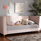 Baxton Studio Oksana Modern Contemporary Glam and Luxe Light Pink Velvet Fabric Upholstered and Gold Finished Twin Size Daybed