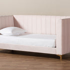 Baxton Studio Oksana Modern Contemporary Glam and Luxe Light Pink Velvet Fabric Upholstered and Gold Finished Twin Size Daybed