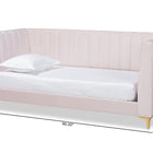 Baxton Studio Oksana Modern Contemporary Glam and Luxe Light Pink Velvet Fabric Upholstered and Gold Finished Twin Size Daybed