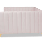 Baxton Studio Oksana Modern Contemporary Glam and Luxe Light Pink Velvet Fabric Upholstered and Gold Finished Queen Size Daybed