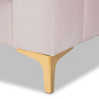 Baxton Studio Oksana Modern Contemporary Glam and Luxe Light Pink Velvet Fabric Upholstered and Gold Finished Full Size Daybed