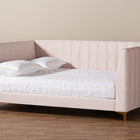 Baxton Studio Oksana Modern Contemporary Glam and Luxe Light Pink Velvet Fabric Upholstered and Gold Finished Full Size Daybed