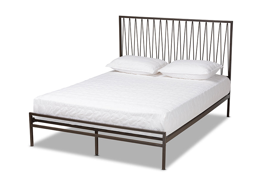 Baxton Studio Jeanette Modern and Contemporary Black Bronze Finished Metal Full Size Platform Bed