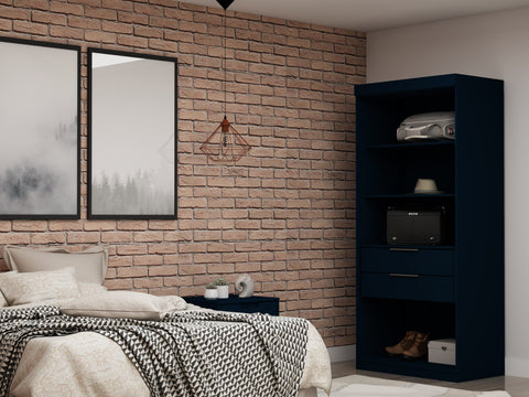 Manhattan Comfort Mulberry Contemporary Modern 36" Wardrobe Closet in Midnight Blue