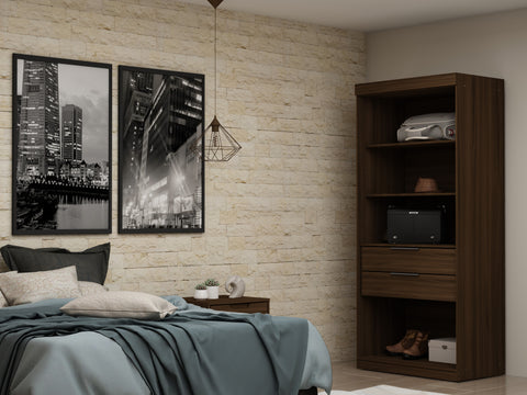 Manhattan Comfort Mulberry Contemporary Modern 36" Wardrobe Closet in Chestnut Brown