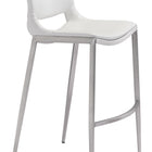 Zuo Ace Barstool (Set of 2) White & Silver