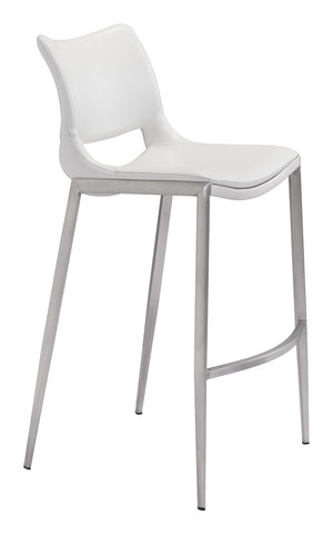 Zuo Ace Barstool (Set of 2) White & Silver