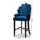 Baxton Studio Chloe Modern and Contemporary Navy Blue Velvet Upholstered and Dark Brown Finished Wood 2-Piece Bar Stool Set