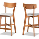 Baxton Studio Cameron Modern and Contemporary Transitional Grey Fabric Upholstered and Walnut Brown Finished Wood 2-Piece Counter Stool Set