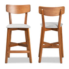 Baxton Studio Cameron Modern and Contemporary Transitional Grey Fabric Upholstered and Walnut Brown Finished Wood 2-Piece Counter Stool Set