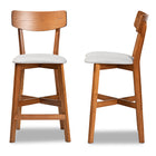 Baxton Studio Cameron Modern and Contemporary Transitional Grey Fabric Upholstered and Walnut Brown Finished Wood 2-Piece Counter Stool Set