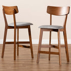 Baxton Studio Cameron Modern and Contemporary Transitional Grey Fabric Upholstered and Walnut Brown Finished Wood 2-Piece Counter Stool Set