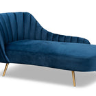 Baxton Studio Kailyn Glam and Luxe Navy Blue Velvet Fabric Upholstered and Gold Finished Chaise