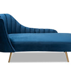 Baxton Studio Kailyn Glam and Luxe Navy Blue Velvet Fabric Upholstered and Gold Finished Chaise