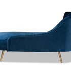 Baxton Studio Kailyn Glam and Luxe Navy Blue Velvet Fabric Upholstered and Gold Finished Chaise