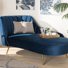 Baxton Studio Kailyn Glam and Luxe Navy Blue Velvet Fabric Upholstered and Gold Finished Chaise