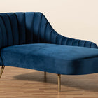 Baxton Studio Kailyn Glam and Luxe Navy Blue Velvet Fabric Upholstered and Gold Finished Chaise