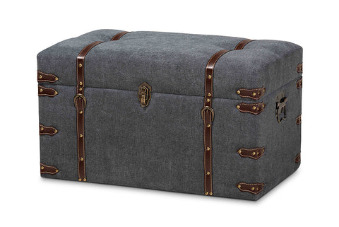Baxton Studio Palma Modern and Contemporary Transitional Grey Fabric Upholstered Storage Trunk Ottoman 