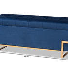 Baxton Studio Parker Glam and Luxe Navy Blue Velvet Upholstered and Gold Metal Finished Storage Ottoman