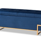 Baxton Studio Parker Glam and Luxe Navy Blue Velvet Upholstered and Gold Metal Finished Storage Ottoman