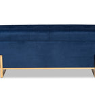 Baxton Studio Parker Glam and Luxe Navy Blue Velvet Upholstered and Gold Metal Finished Storage Ottoman
