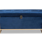 Baxton Studio Parker Glam and Luxe Navy Blue Velvet Upholstered and Gold Metal Finished Storage Ottoman