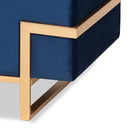 Baxton Studio Parker Glam and Luxe Navy Blue Velvet Upholstered and Gold Metal Finished Storage Ottoman