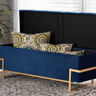 Baxton Studio Parker Glam and Luxe Navy Blue Velvet Upholstered and Gold Metal Finished Storage Ottoman