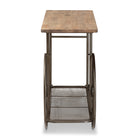Baxton Studio Terence Vintage Rustic Industrial Natural Finished Wood and Black Finished Metal Wheeled Console Table