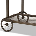 Baxton Studio Terence Vintage Rustic Industrial Natural Finished Wood and Black Finished Metal Wheeled Console Table