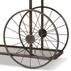 Baxton Studio Terence Vintage Rustic Industrial Natural Finished Wood and Black Finished Metal Wheeled Console Table