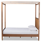 Baxton Studio Malia Modern and Contemporary Walnut Brown Finished Wood and Synthetic Rattan King Size Canopy Bed