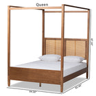 Baxton Studio Malia Modern and Contemporary Walnut Brown Finished Wood and Synthetic Rattan King Size Canopy Bed