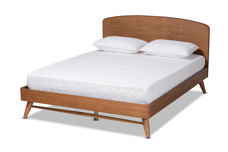 Baxton Studio Keagan Mid-Century Modern Transitional Walnut Brown Finished Wood King Size Platform Bed