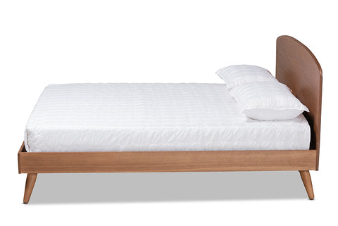 Baxton Studio Keagan Mid-Century Modern Transitional Walnut Brown Finished Wood King Size Platform Bed