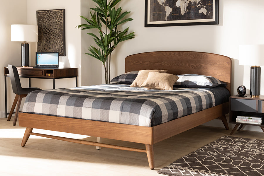 Baxton Studio Keagan Mid-Century Modern Transitional Walnut Brown Finished Wood Full Size Platform Bed