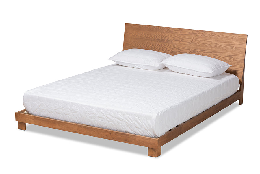 Baxton Studio Haines Modern and Contemporary Walnut Brown Finished Wood Queen Size Platform Bed