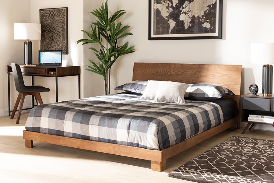 Baxton Studio Haines Modern and Contemporary Walnut Brown Finished Wood King Size Platform Bed