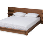 Baxton Studio Elina Modern and Contemporary Walnut Brown Finished Wood King Size Platform Storage Bed with Shelves