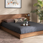 Baxton Studio Elina Modern and Contemporary Walnut Brown Finished Wood Queen Size Platform Storage Bed with Shelves
