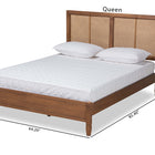 Baxton Studio Redmond Mid-Century Modern Walnut Brown Finished Wood and Synthetic Rattan Queen Size Platform Bed